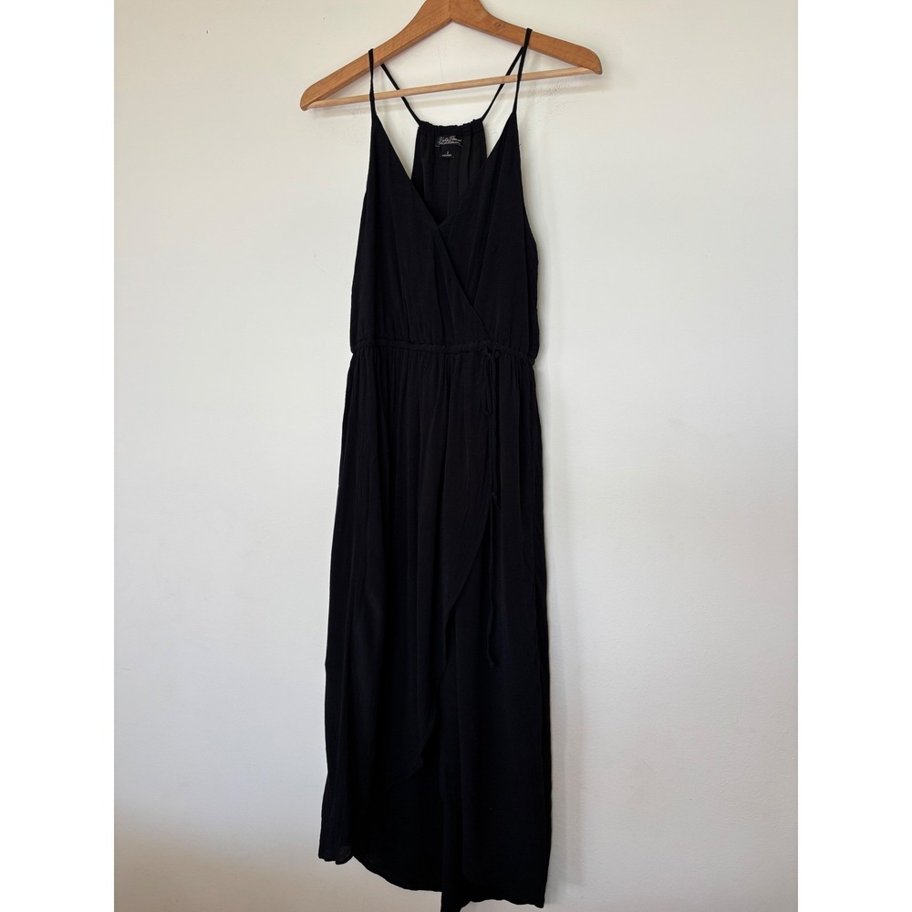 Lucky Brand Black Faux Wrap Dress Sundress Racer Back LBD Size Small